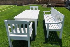 Outside patio furniture painted white by Suffolk County painters