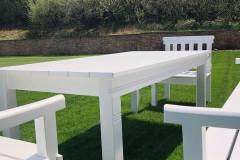 Outside patio furniture painted white by Suffolk County painters